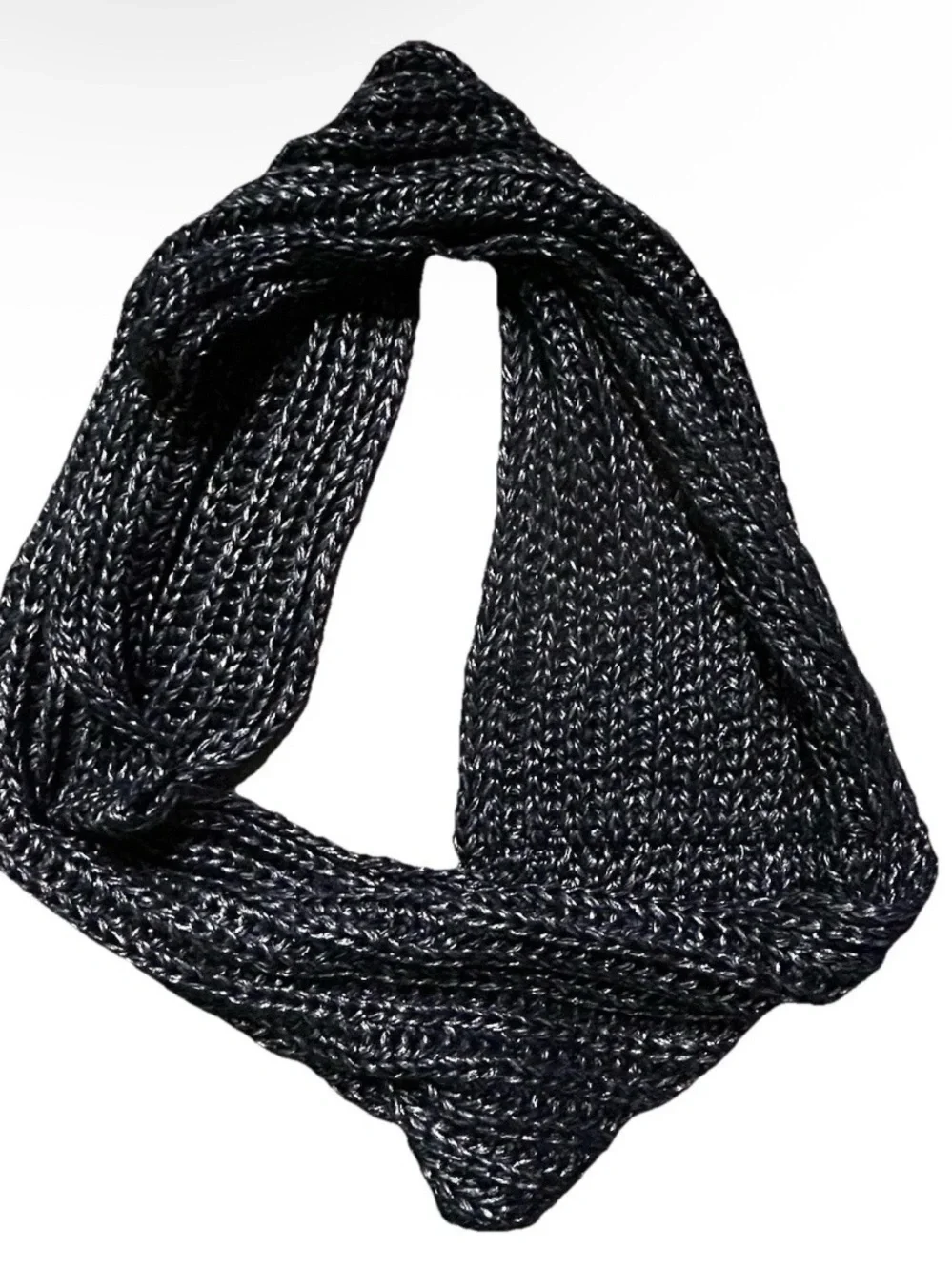 Women’s Purple Silver Grey Knit Infinity Scarf Winter Cold Snow